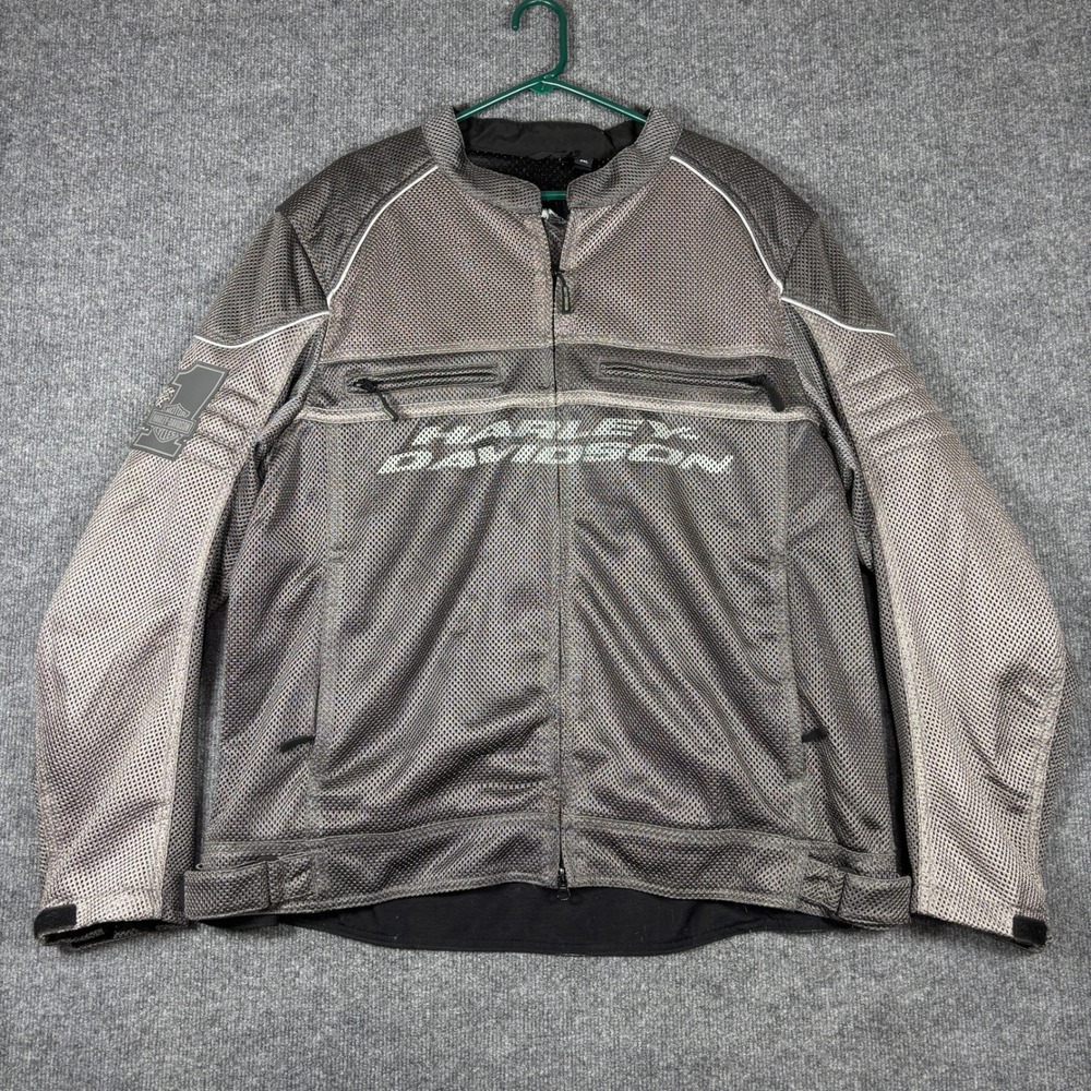 Harley-Davidson Mesh Riding Jacket Mens 2XL Gray Black Reflective Motorcycle Zip